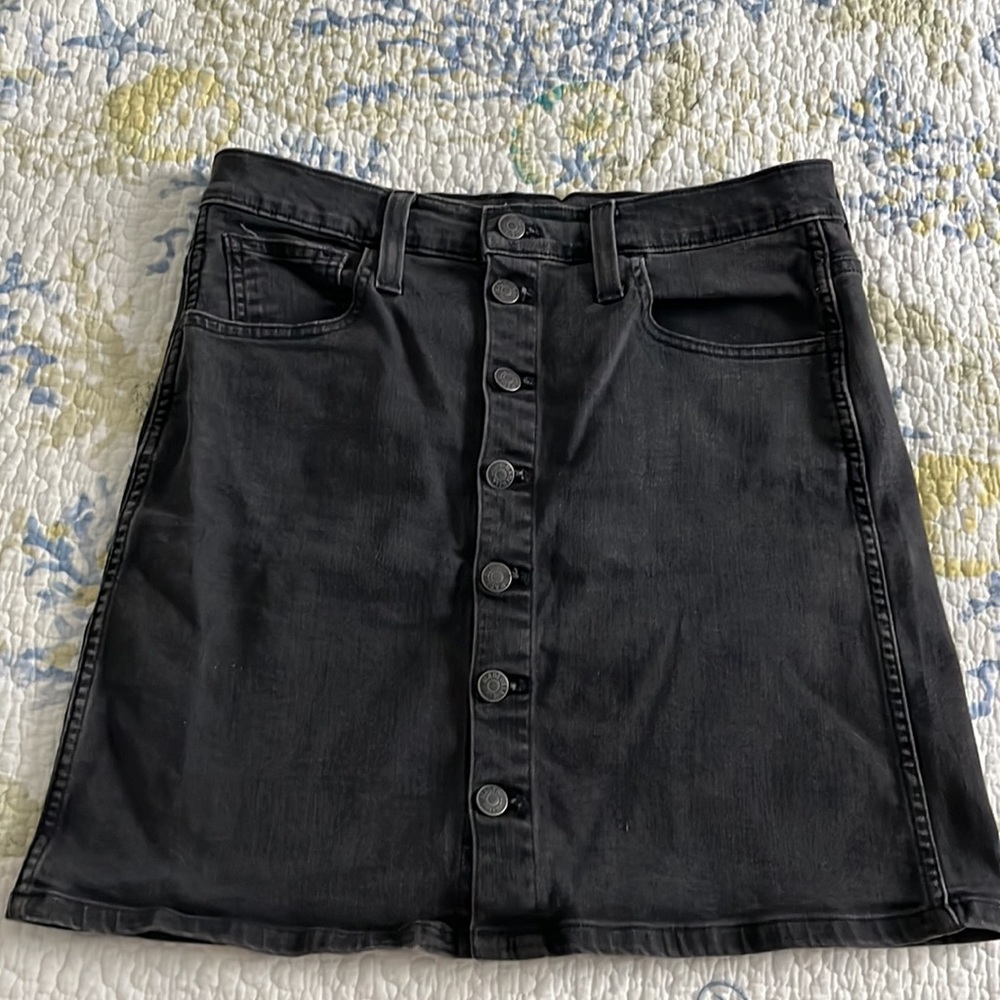 Madewell Black Button Up Denim Skirt Size 29